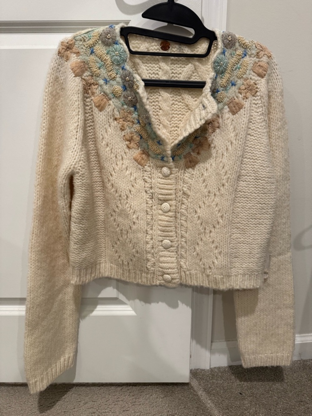 Free People Pixie Cardigan in Ivory - Picture 3 of 7